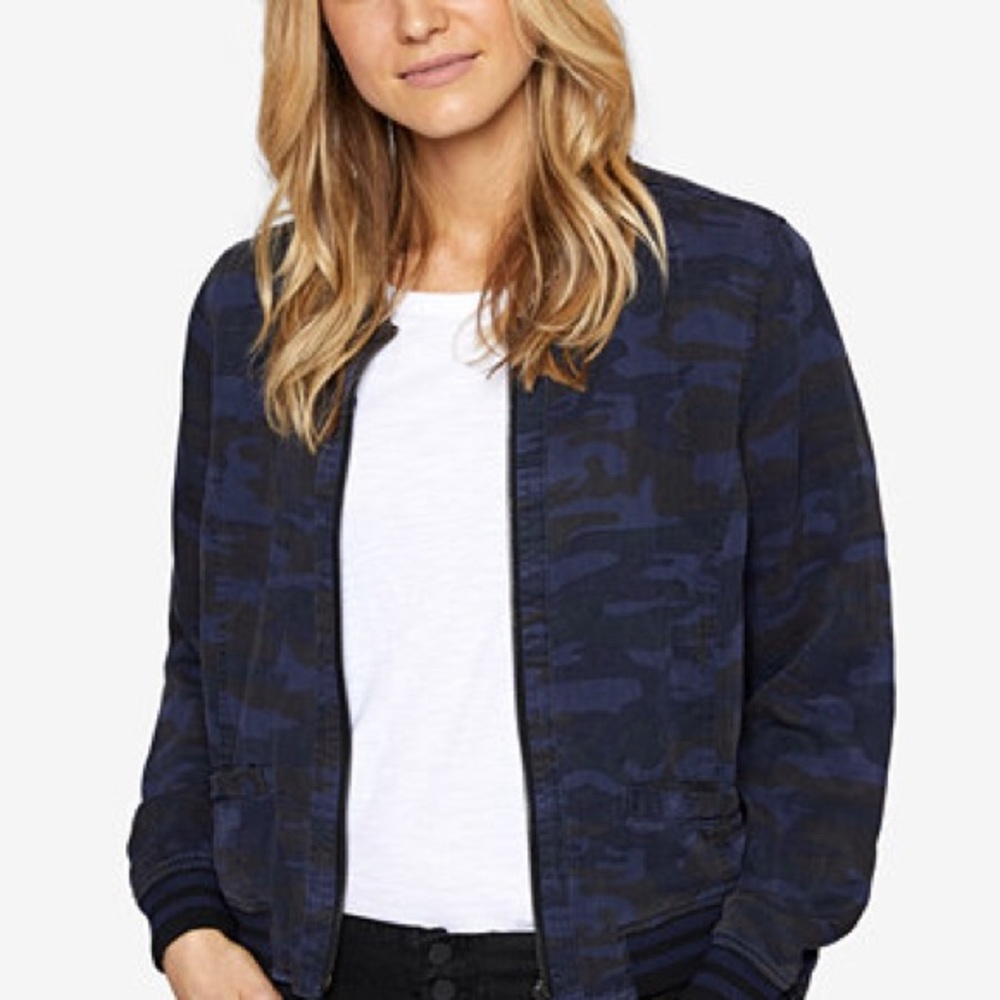 Blue camo bomber jacket